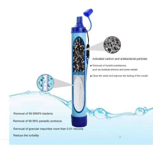 Outdoor water purifier, for camping, hiking or survival. Portable water filter