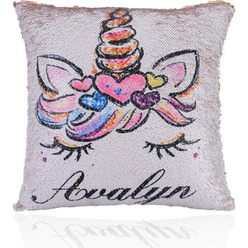Personalized Unicorn Pillow Rose Gold Mermaid Pillow Reverse Sequin Personalized Pillow Sequin Changing Pillow Personalized