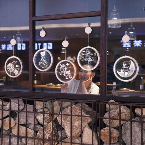 Diameter 16cm 3D Suction Cup Hanging Lights Neon Shape Letter Lights Room Christmas Holiday Decoration Window Layout LED Lights