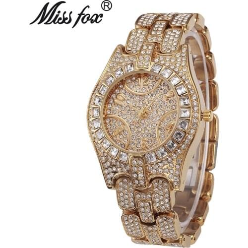 Luxury Brand Fully Rhinestone Women Watches Quartz Fashion High Quality Waterproof Ladies Watch Diamond Gold Bracelet Watch