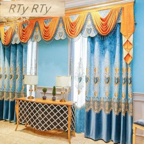 Luxury Blackout curtains for living room French window high quality curtains for Kitchen with Window Treatment Drap for bedroom