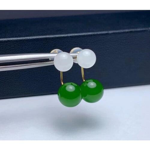 SHILOVEM 18k yellow gold Natural Jasper stud earrings classic fine Jewelry women wedding wholesale gift myme0707080800by