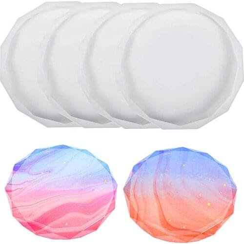 Heart Shaped Triangle Cut Round Coaster Silicone Mould for DIY Epoxy Resin Coaster Tray Crfats Jewelry Tools Mould