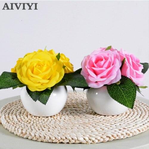 LED Glowing Rose Bonsai Wedding Party Home Decor Artificia Flowers Christmas Decorations for Home Lantern