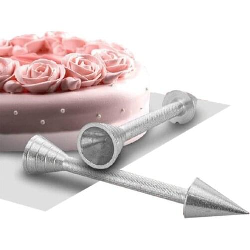 Cake Piping Rod Aluminum Piping Cone Cream Rose Baking Pastry Cone Holder Icing Cream Rose Flower Sticks Cake Decoration Tools