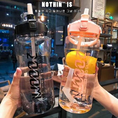 1500ml/2000ml Bicycle Water Bottle with Straw Sports Bottles Eco-friendly with Lid Hiking Camping Plastic BPA Free Space Bottle