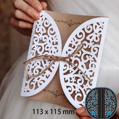 Cutting Dies Hollow Lace Envelope Stencil Craft for Scrapbook Stamps Dies Embossing Paper Gift Card 113*115mm