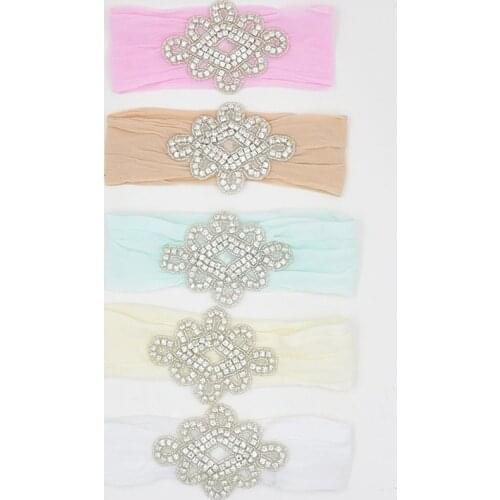 Yundfly Luxurious Newborn Toddler Baby Girls Head Wraps Rhinestone Knot Nylon Turban Headband Hair Accessories Birthday Gifts