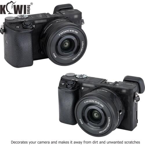 Kiwi Anti-Scratch Protective Lens Hood Skin Film For Sony a6500+16-50mm lens 3M Sticker Camera Cover Case Matrix Black