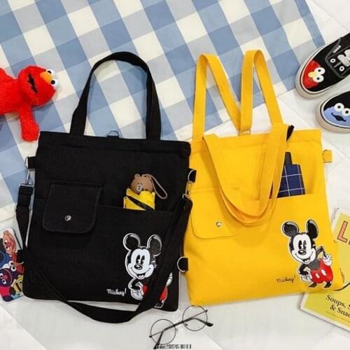 Womens Canvas Bag Japanese Department Harajuku Mickey Mouse Windsuit Messenger Bag Female Korean Students Shoulder Bags Disney