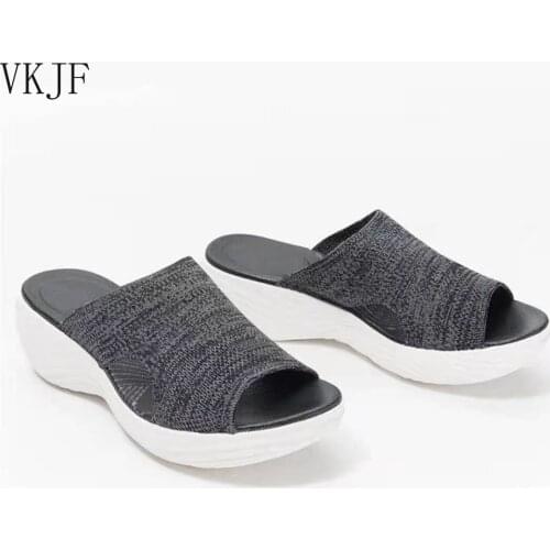 Womens Shoes Summer 2021 Plus Size Wedge Platform Sandals Soft Bottom Beach Muje Ladies Outdoor Light closed toe Flat Slippers