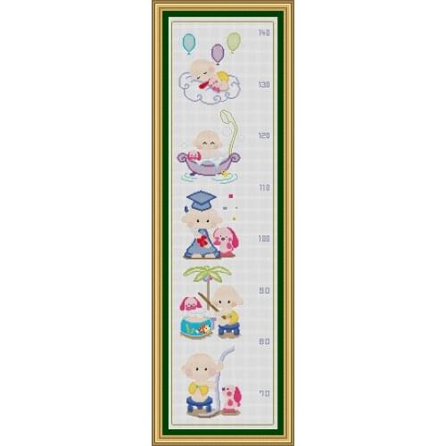 SG036 Height Chart Table With Length Scale Baby Counted Cross Stitch Kit Cross-stitching Package Cross Stich Gift to Your Baby