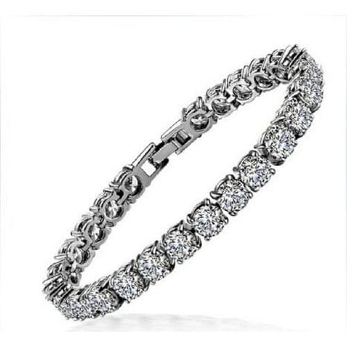 1CT Round Cut Fine Diamond Bracelet for Women Sterling 925 Silver Platinum Plated Engagement Bridal Wedding Jewelry