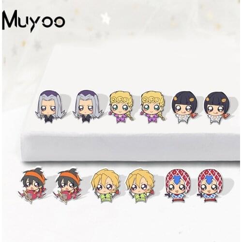 2021 New JoJos Bizarre Adventure Characters Anime Characters Acrylic Stud Earrings Epoxy Handcraft Acrylic Earrings