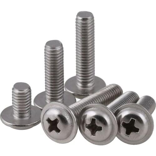 316 Stainless Steel Phillips Pan Round Truss Head With Washer Padded Collar Screw Bolt M3 M4 M5