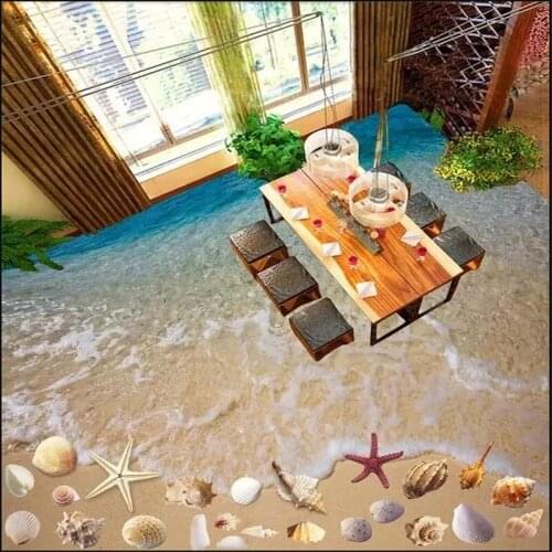 Beibehang Custom 3D painted floor shell beach wear waterproof thickening self - adhesive wall stickers 3d floor painting