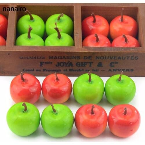 50Pcs Mini Artificial Green Apple Super Small Apples Foam Plastic Fake Artificial Fruit Model Party Kitchen Wedding Decoration