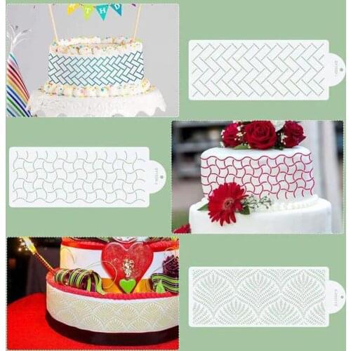 6 Cake Decoration Template Flower Cake Printing Hollow Lace Mold Decorative Flower Tool Embossing Fudge Mat Wedding JU0265