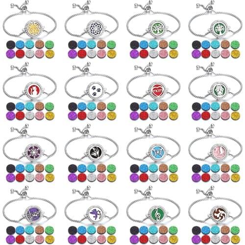 Aromatherapy Bracelet Essential Oil Diffuser Locket Adjustable Perfume Bracelet Crystal Magnetic Bracelet for Women Free 10pads