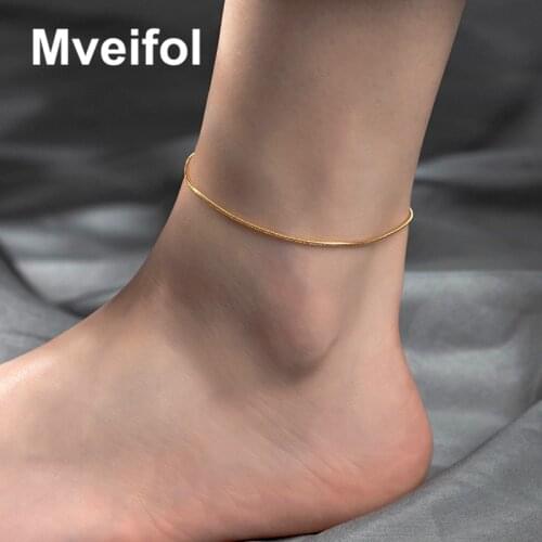 No Tarnish Stainless Steel Thin Round Snake Chain Anklets for Women Boho Summer Beach Ankle Bracelet Women Foot Bracelet Jewelry