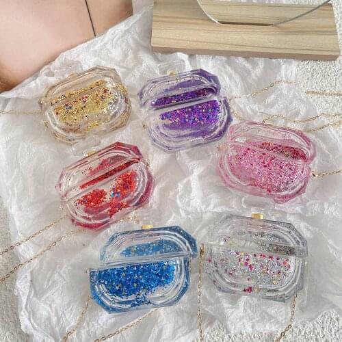 Sequins Glitter Quicksand For Huawei Freebuds PRO Earphones Case Crossbody Lanyard Necklace Bag Cover For FreeBuds PRO