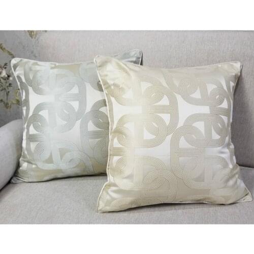 DUNXDECO Cushion Cover Decorative Pillow Case Modern Simple Luxury Geometric Champagne Color Knot Jacquard Sofa Chair Coussin