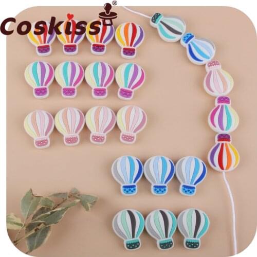 Coskiss 5pcs Silicone Hot Air Balloon Beads Baby Teether BPA Free Infant Tooth Nursing Pacifier Gifts Accessories Chewable
