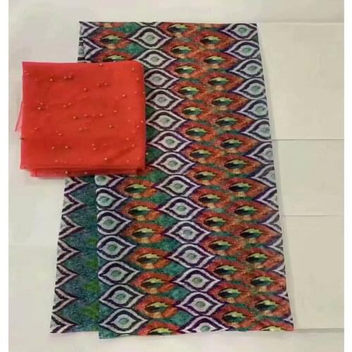 CQU/ Hot sale 5 Yards African Cotton printed Fabric +2 Yards High Quality Headcloth Swiss Voile Lace Fabric For Wedding! (08255