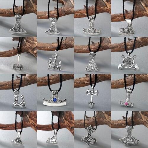 Cxwind Nordic Vikings Thor Necklace The Fehu Feoh Fe Rune Axe Amulet Compass Runes pendant Scandinavian Charm Necklaces Bijoux