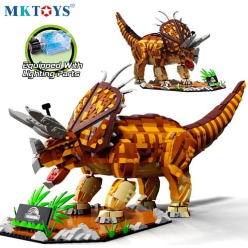 MKTOYS Triceratops Building Blocks Dinosaure Constructor Jurassic World Bricks Dino Toys for Boys Girls Dinosaurio Gifts