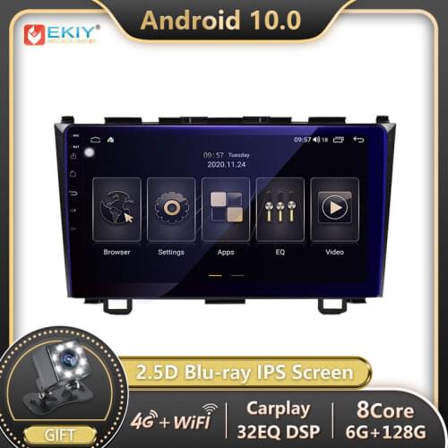 EKIY LTE IPS DSP Android 10 Car Radio GPS Navigation 6GB+128GB For Honda CRV CR-V 3 RE 2006-2012 Multimedia Player Tape Recorder