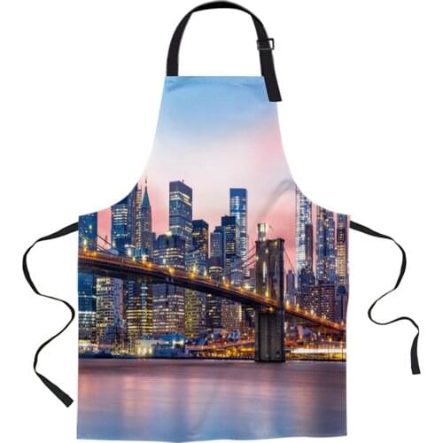 Bridge Building House Big Sea Purple Tower Kitchen Nail Shop Apron for Women Men Kids Aprons Dinner Cooking Baking Accessories