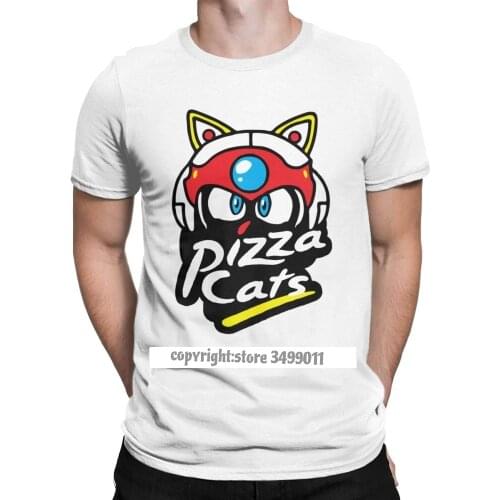 Pizza Cats Tshirt Men Cotton Vintage Tee Shirts Crewneck Samurai Pizza Cats Tees Tops Graphic