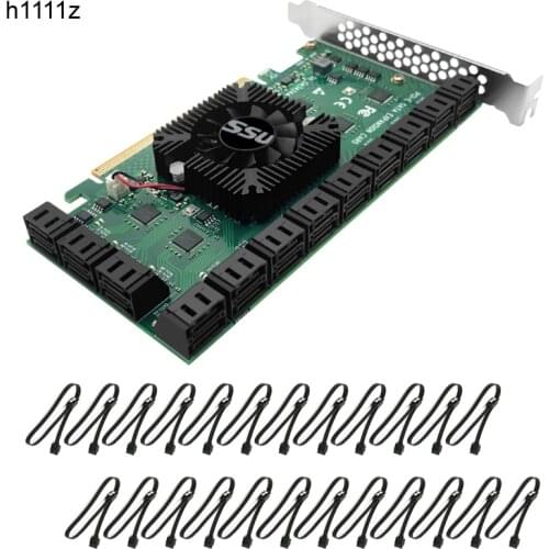 Chi a Mining Riser PCIE SATA Card 24 Port with Cable 6Gbps SATA 3.0 Controller PCI Express Expansion Card Support SATA3.0 Device