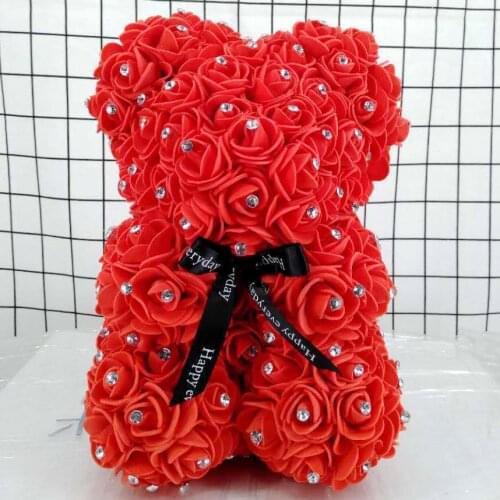 Creative Valentines Day Gift Rose Flower Bear Eternal Flower Rose Bear Gift Box Diamond Flower Bear
