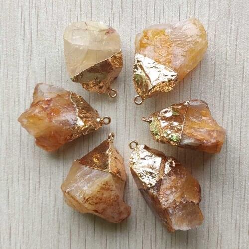 Fashion natural yellow cyrstal Irregular shape pendants for jewelry accessories making 6pcs/lot Wholesale free shipping