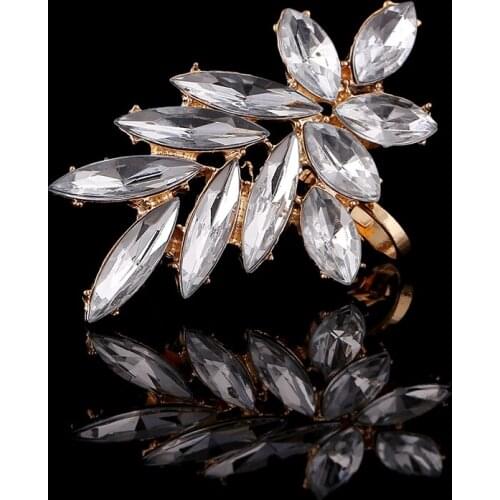 ZLDYOU Fashion Women Gifts Left Ear Cuff Full Crystal Leaf Modeling Earcuff Drip Zircon Clip Earring