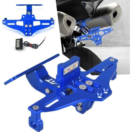 Motorcycle License Number Plate Frame Holder Bracket Adjustable Angle with LED Light FOR BMW F800GT F800 GT 2013 2014 2015 2016