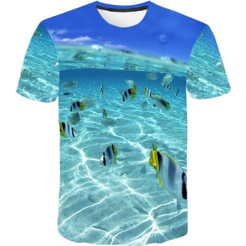 Men T-shirt Leisure Fish Printing 3D T-shirts Men Funny Short Sleeves Tracksuits 3D t shirt DIY Customization Funny Fish Printed