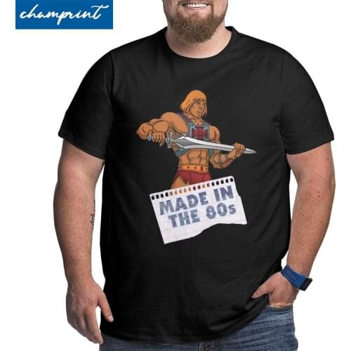 Masters Of The Universe He-Man Made In The 80s T-Shirt Men Cotton Big Tall Tee Shirt Crew Neck T Shirt Oversized 5XL 6XL Clothes