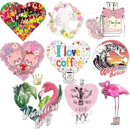 Cartoon Letter Patches Iron on Transfers On Clothes Heat Transfer Cute Girl Thermal Stickers Transfer For KidsT-shirts DIY
