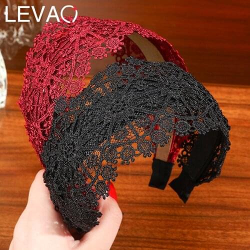Levao Retro Lace Headband Wide Turban Hair Band Crochet Flower Hairband Hair Hoop Mesh Headbands for Women Hair Accessories