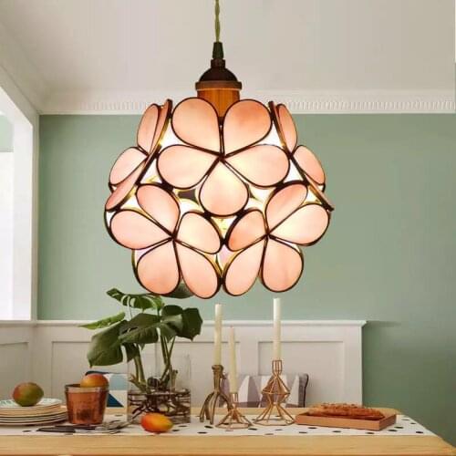 NEW Nordic Flower Copper Pendant Lighting Fixtures for Bedroom Dinning Living Room Glass LED Pendant Light Fixtures Luminaria