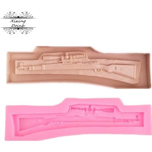 DIY sniper gun shape silicone mold cake decoration tool fudge Chocolate Mold Kitchen Baking tool
