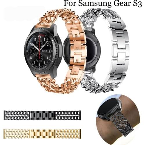 Stainless steel sport luxury strap for Samsung Gear S3 denim chain steel watchband for huami pace huawei GT honor watch strap