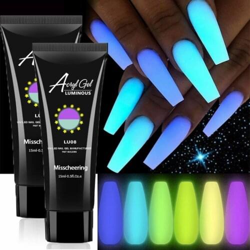 Luminous Poly Nail Glue Soak Off UV Gel Acrylic Nail Extension Building Glue Fast Builder Jelly Nail Polish Glow In The Dark