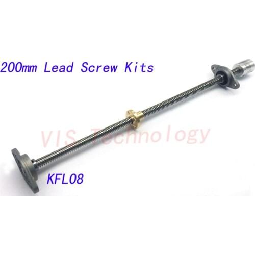 T8 Nut Lead screw200 mm Lead 8mm + brass copper nut + KFL08 bearing Bracket +Flexible Coupling for 3D printer&CNC