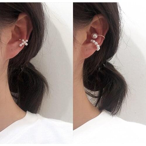 High Quality Pearl Ear Clip Female Exquisite Earrings Vintage French Ladies Jewelry Ear Bone Clip Bridal Accessories