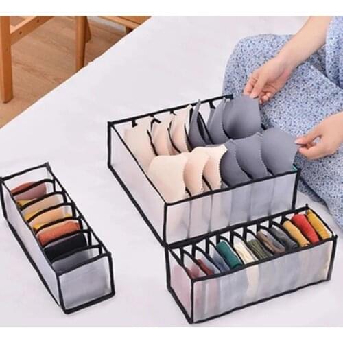 2021 Underwear Storage Box Mesh Bra Panties Socks Storage Drawer Type Storage Box Compartmentalizing Bags Home Organization