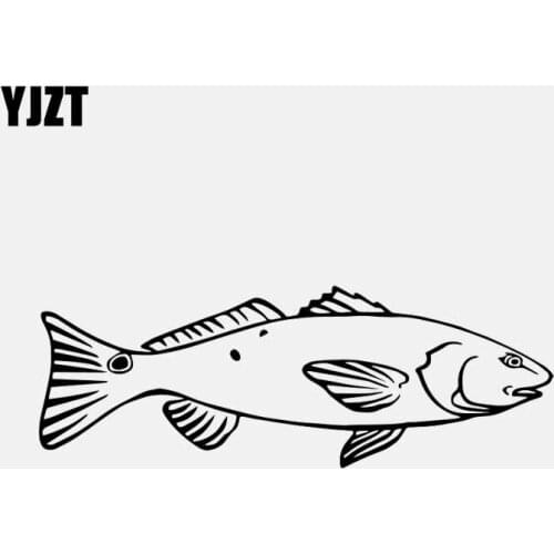 YJZT 16.9CM*6CM Vinyl Car Sticker Inshore Fish Flats Redfish Decal Black/Silver C24-0981